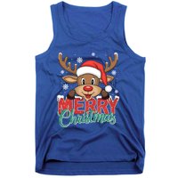 Merry Christmas Red Santa Hat Reindeer Xmas Family Gift Tank Top