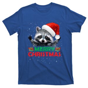 Merry Christmas Raccoon Santa Raccoon Wears Santa Hat Funny Long Sleeve T-Shirt