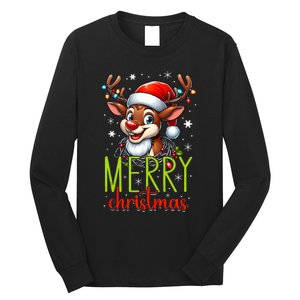 Merry Christmas Reindeer Santa Fairy Lights Xmas Tank Top Long Sleeve Shirt