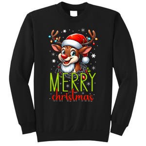 Merry Christmas Reindeer Santa Fairy Lights Xmas Tank Top Sweatshirt