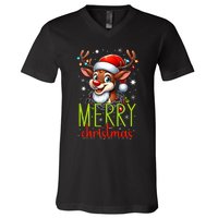 Merry Christmas Reindeer Santa Fairy Lights Xmas Tank Top V-Neck T-Shirt