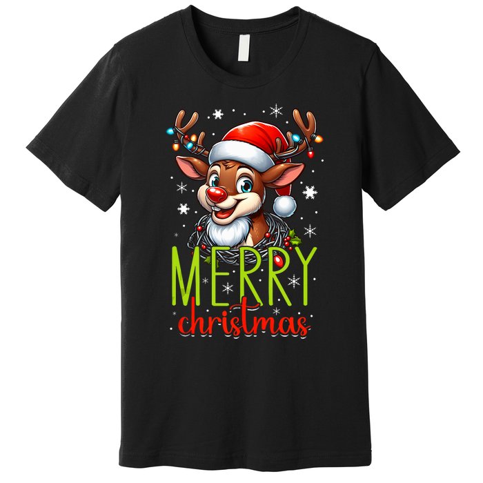 Merry Christmas Reindeer Santa Fairy Lights Xmas Tank Top Premium T-Shirt