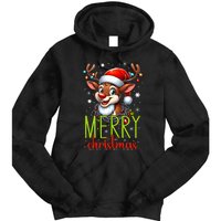 Merry Christmas Reindeer Santa Fairy Lights Xmas Tank Top Tie Dye Hoodie