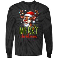 Merry Christmas Reindeer Santa Fairy Lights Xmas Tank Top Tie-Dye Long Sleeve Shirt