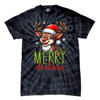 Merry Christmas Reindeer Santa Fairy Lights Xmas Tank Top Tie-Dye T-Shirt