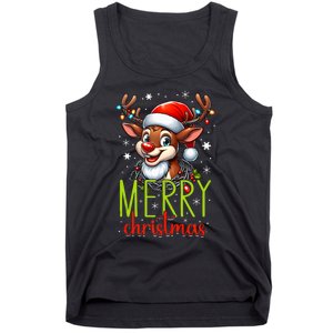 Merry Christmas Reindeer Santa Fairy Lights Xmas Tank Top Tank Top