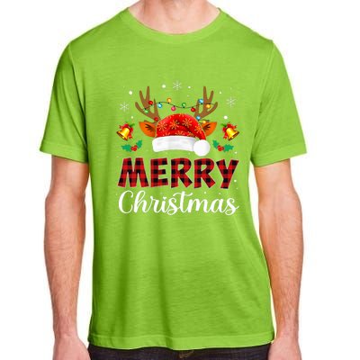 Merry Christmas Red Santa Hat Reindeer Xmas Family Adult ChromaSoft Performance T-Shirt