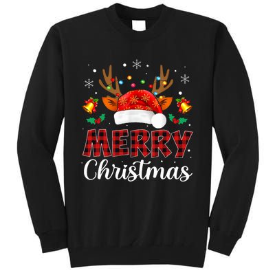 Merry Christmas Red Santa Hat Reindeer Xmas Family Tall Sweatshirt