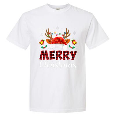 Merry Christmas Red Santa Hat Reindeer Xmas Family Garment-Dyed Heavyweight T-Shirt