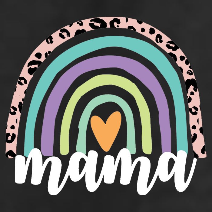Mama Cheetah Rainbow Heart 7 Panel Mesh Trucker Snapback Hat
