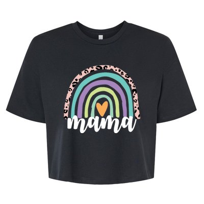 Mama Cheetah Rainbow Heart Bella+Canvas Jersey Crop Tee