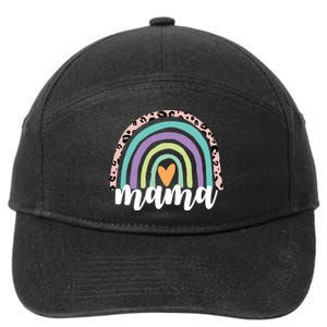 Mama Cheetah Rainbow Heart 7-Panel Snapback Hat