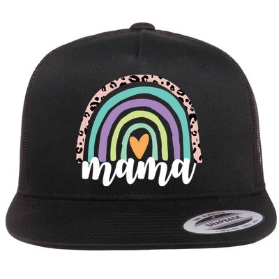 Mama Cheetah Rainbow Heart Flatbill Hat
