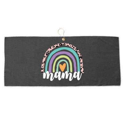 Mama Cheetah Rainbow Heart Large Microfiber Waffle Golf Towel