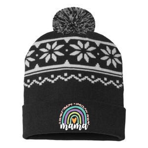 Mama Cheetah Rainbow Heart USA-Made Snowflake Beanie