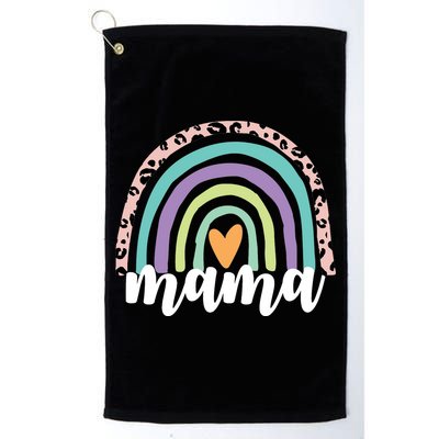 Mama Cheetah Rainbow Heart Golf Towel
