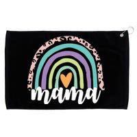 Mama Cheetah Rainbow Heart Grommeted Golf Towel