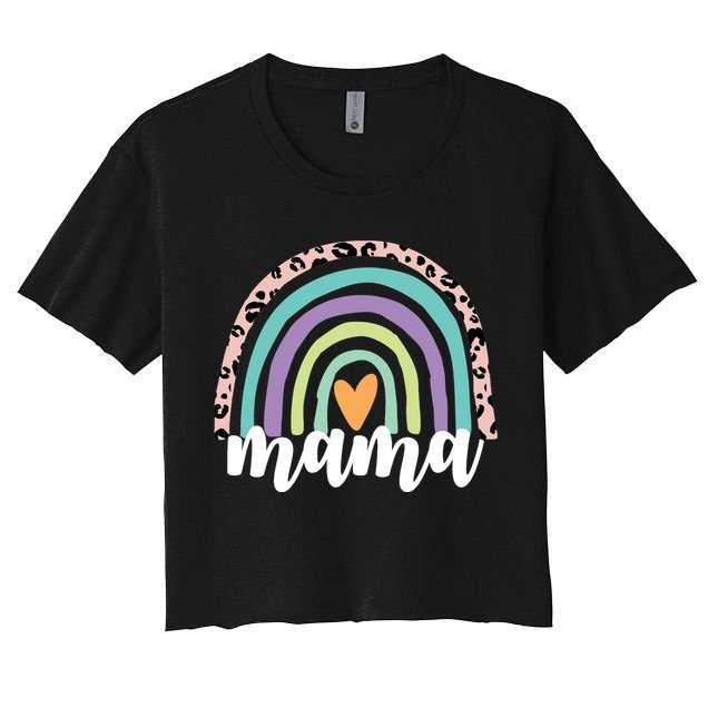 Mama Cheetah Rainbow Heart Crop Top