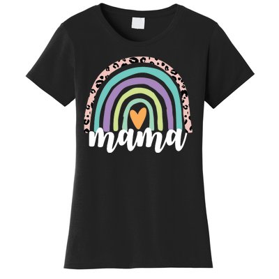 Mama Cheetah Rainbow Heart Women's T-Shirt