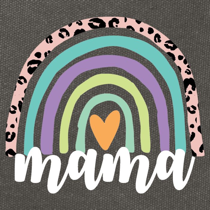 Mama Cheetah Rainbow Heart Cotton Canvas Backpack