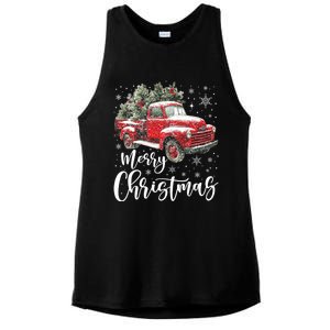 Merry Christmas Red Truck Family Matching Christmas Pajama Ladies PosiCharge Tri-Blend Wicking Tank