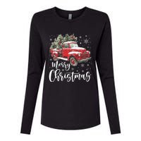 Merry Christmas Red Truck Family Matching Christmas Pajama Womens Cotton Relaxed Long Sleeve T-Shirt