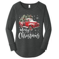 Merry Christmas Red Truck Family Matching Christmas Pajama Women's Perfect Tri Tunic Long Sleeve Shirt