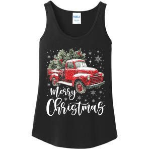 Merry Christmas Red Truck Family Matching Christmas Pajama Ladies Essential Tank