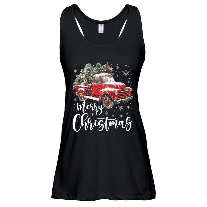 Merry Christmas Red Truck Family Matching Christmas Pajama Ladies Essential Flowy Tank