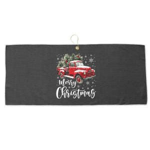 Merry Christmas Red Truck Family Matching Christmas Pajama Large Microfiber Waffle Golf Towel