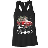 Merry Christmas Red Truck Family Matching Christmas Pajama Women's Racerback Tank