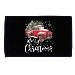 Merry Christmas Red Truck Family Matching Christmas Pajama Microfiber Hand Towel