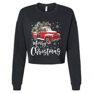 Merry Christmas Red Truck Family Matching Christmas Pajama Cropped Pullover Crew