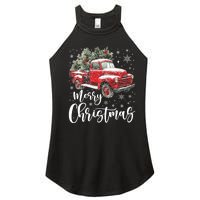 Merry Christmas Red Truck Family Matching Christmas Pajama Women's Perfect Tri Rocker Tank