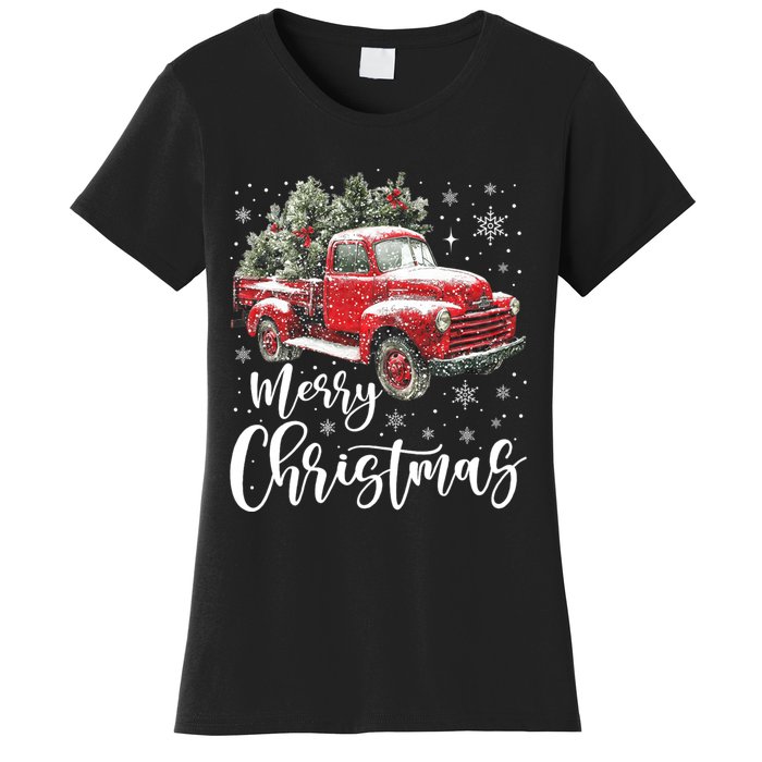 Merry Christmas Red Truck Family Matching Christmas Pajama Women's T-Shirt