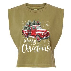 Merry Christmas Red Truck Family Matching Christmas Pajama Garment-Dyed Women's Muscle Tee