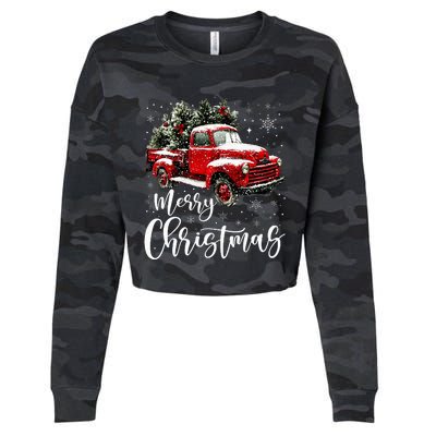 Merry Christmas Red Truck Family Matching Christmas Pajama Cropped Pullover Crew