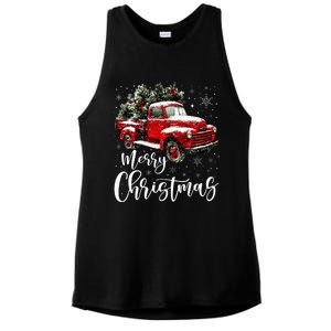 Merry Christmas Red Truck Family Matching Christmas Pajama Ladies PosiCharge Tri-Blend Wicking Tank