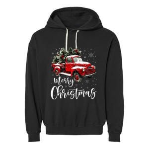 Merry Christmas Red Truck Family Matching Christmas Pajama Garment-Dyed Fleece Hoodie