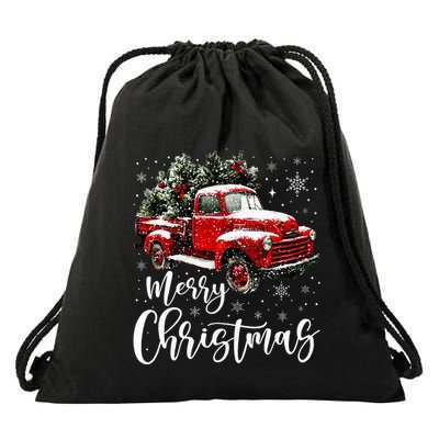 Merry Christmas Red Truck Family Matching Christmas Pajama Drawstring Bag