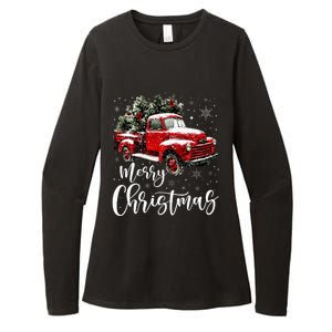 Merry Christmas Red Truck Family Matching Christmas Pajama Womens CVC Long Sleeve Shirt