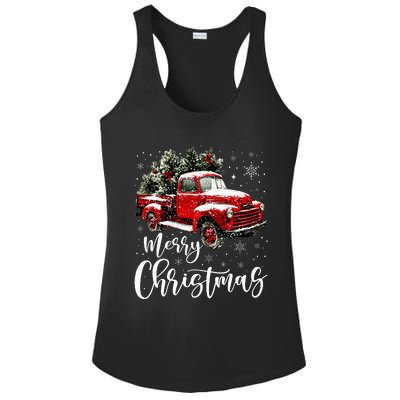 Merry Christmas Red Truck Family Matching Christmas Pajama Ladies PosiCharge Competitor Racerback Tank