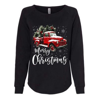 Merry Christmas Red Truck Family Matching Christmas Pajama Womens California Wash Sweatshirt