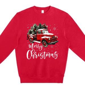 Merry Christmas Red Truck Family Matching Christmas Pajama Premium Crewneck Sweatshirt