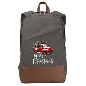 Merry Christmas Red Truck Family Matching Christmas Pajama Cotton Canvas Backpack