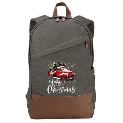 Merry Christmas Red Truck Family Matching Christmas Pajama Cotton Canvas Backpack