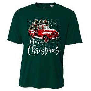 Merry Christmas Red Truck Family Matching Christmas Pajama Cooling Performance Crew T-Shirt