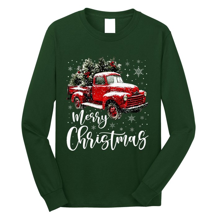 Merry Christmas Red Truck Family Matching Christmas Pajama Long Sleeve Shirt