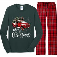 Merry Christmas Red Truck Family Matching Christmas Pajama Long Sleeve Pajama Set