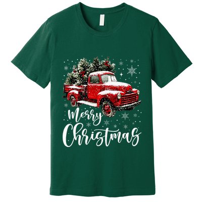 Merry Christmas Red Truck Family Matching Christmas Pajama Premium T-Shirt
